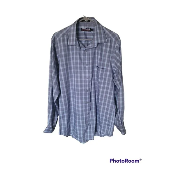 Kirkland Signature Shirts | Kirkland Signature Men's Non-Iron Long Sleeve Button Shirt - Gray/Blue - Size L | Color: Blue | Size: L | Threadsnlashes's Kirkland Signature Shirts | Kirkland Signature Men's Non-Iron Long Sleeve Button Shirt - Gray/Blue - Size L | Color: Blue | Size: L | Threadsnlashes's